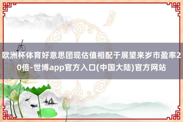 欧洲杯体育好意思团现估值相配于展望来岁市盈率20倍-世博app官方入口(中国大陆)官方网站