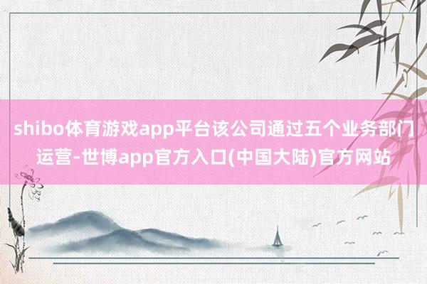 shibo体育游戏app平台该公司通过五个业务部门运营-世博app官方入口(中国大陆)官方网站